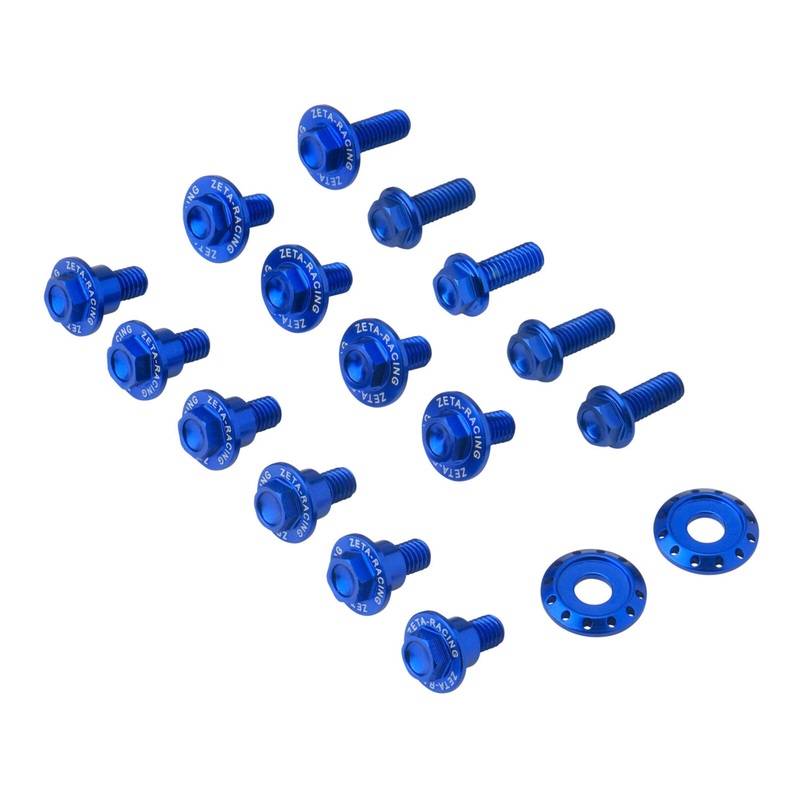 Zeta Aluminum Bolt Set Plastics Yamaha YZ125/250 ’08- 17 pcs – Blue
