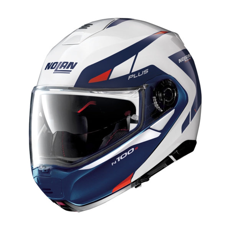 Nolan N100-5 PLUS N-Com Flip Face Helmet – white/blue/red