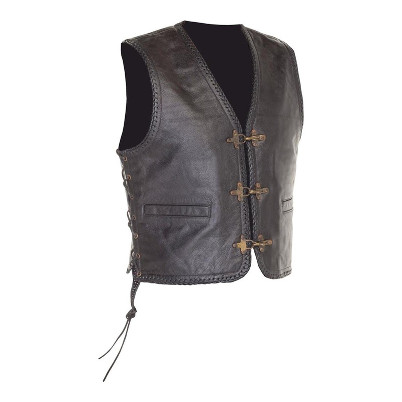 Richa Gilet Sadic Leather Vest with Laces – Black
