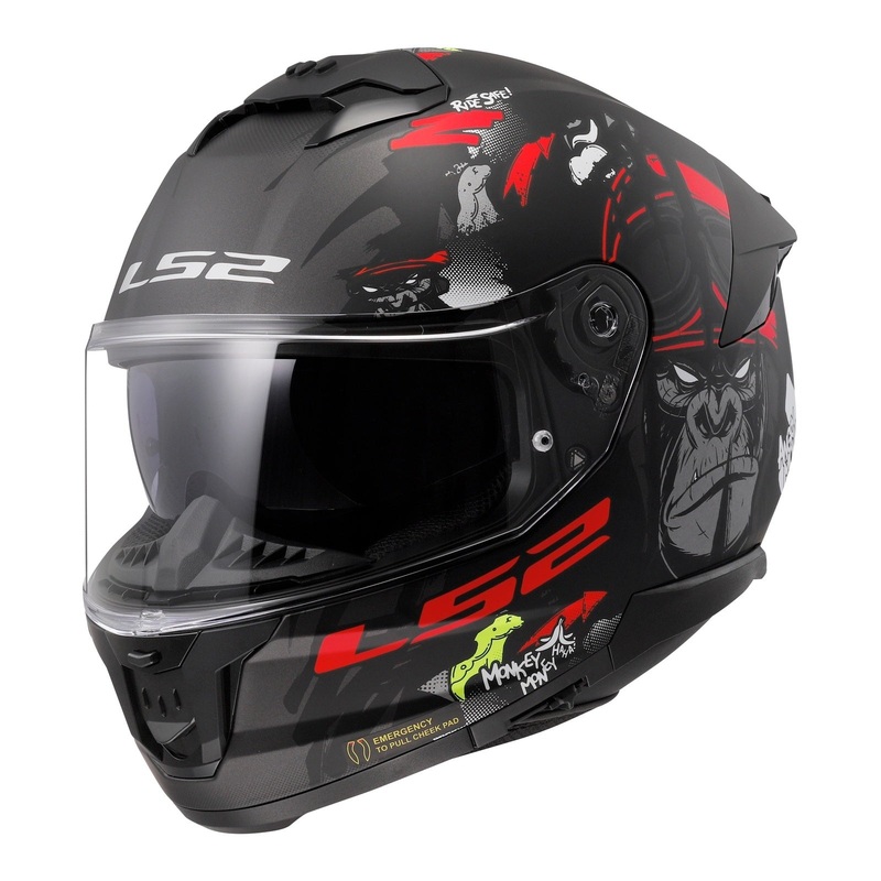LS2 FF808 Stream II Angry Monkey Helmets – Matte Black / Red 06