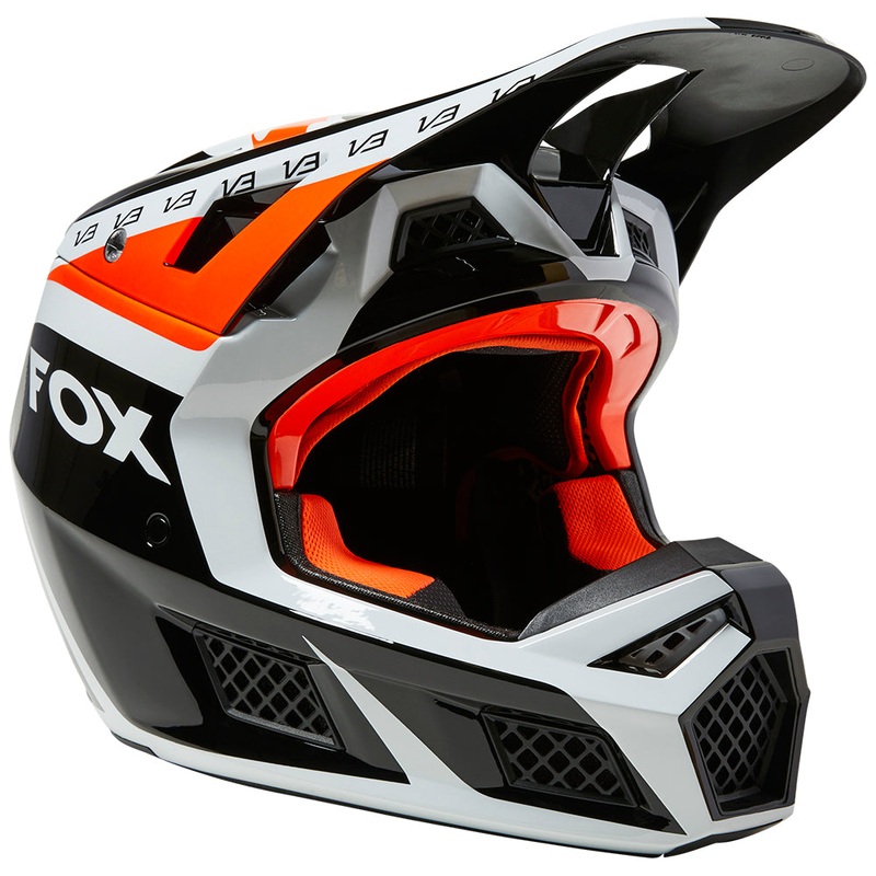FOX V3 RS DVIDE HELMET ECE [BLACK/WHITE/ORANGE]