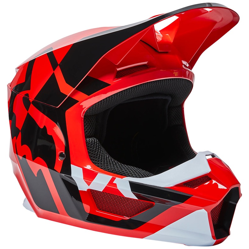 FOX YOUTH V1 LUX HELMET ECE [FLO RED] YS