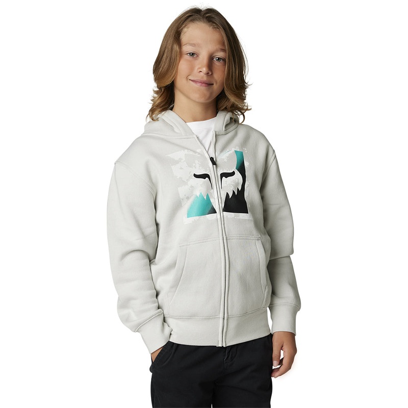 FOX YOUTH DETONATE ZIP FLEECE HOODY [LIGHT GREY]