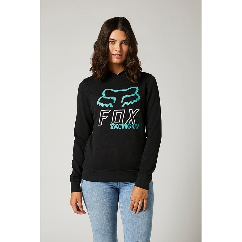 WOMENS FOX HIGHTAIL PO FLEECE HOODY [BLACK]
