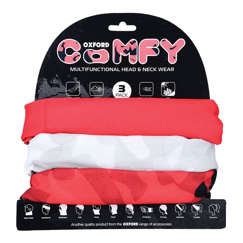 Oxford Comfy Havoc Red Neck Tube  3 Pack