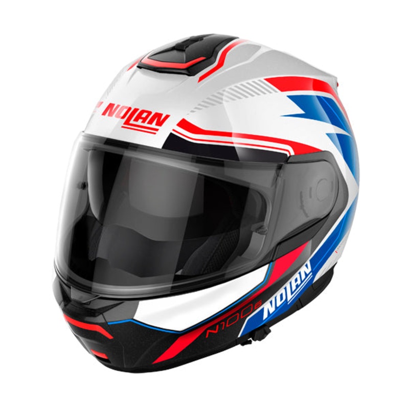 Nolan N100-6 N-Com Flip Face Helmet – white/blue/red