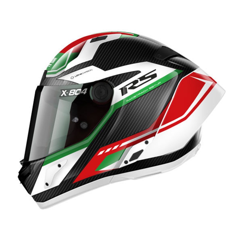 Nolan Xseries X-804 RS Ultra Carbon Full Face Helmet – white/red/green