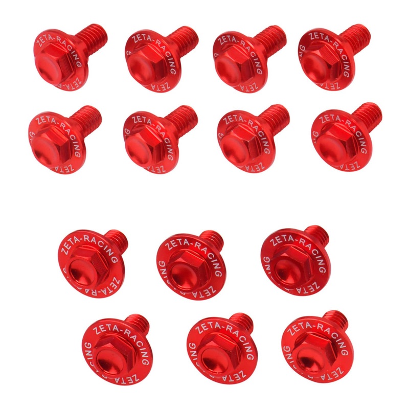 Zeta Aluminum Bolt Set Plastics Kawasaki KX250X/450X ’21- 21 pcs – Red