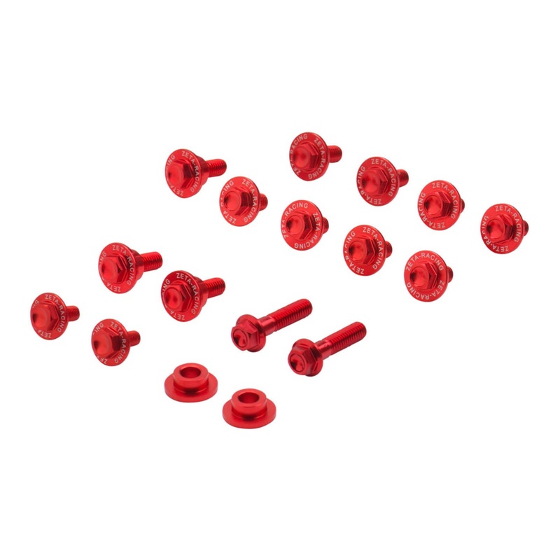 Zeta Aluminum Bolt Set for Plastics Honda CRF450R ’21- 15 pcs – Red