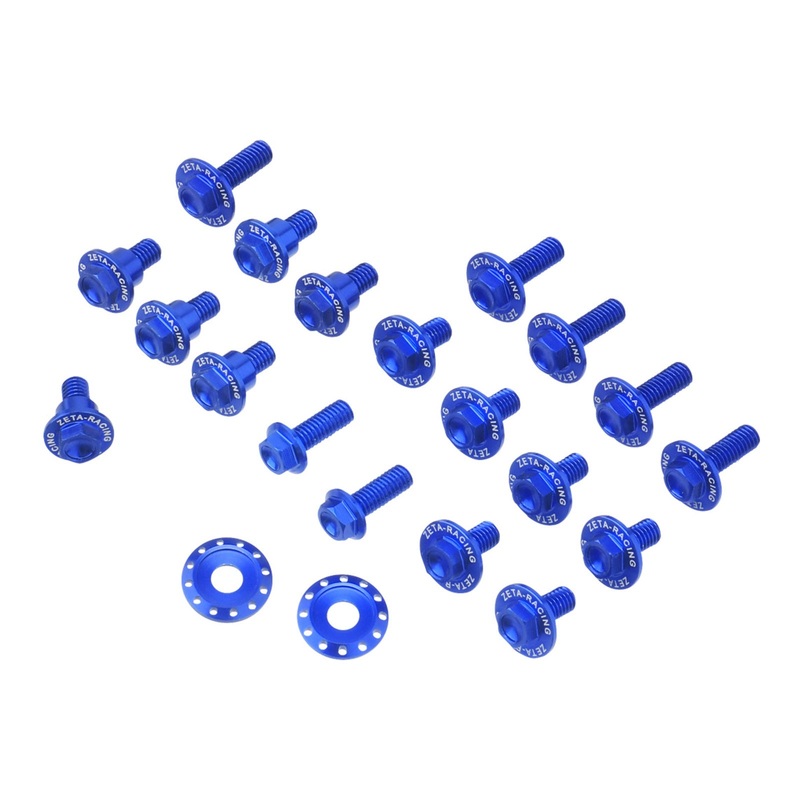 Zeta Aluminum Bolt Set Plastics Yamaha YZ125/250 ’22- 21 pcs – Blue