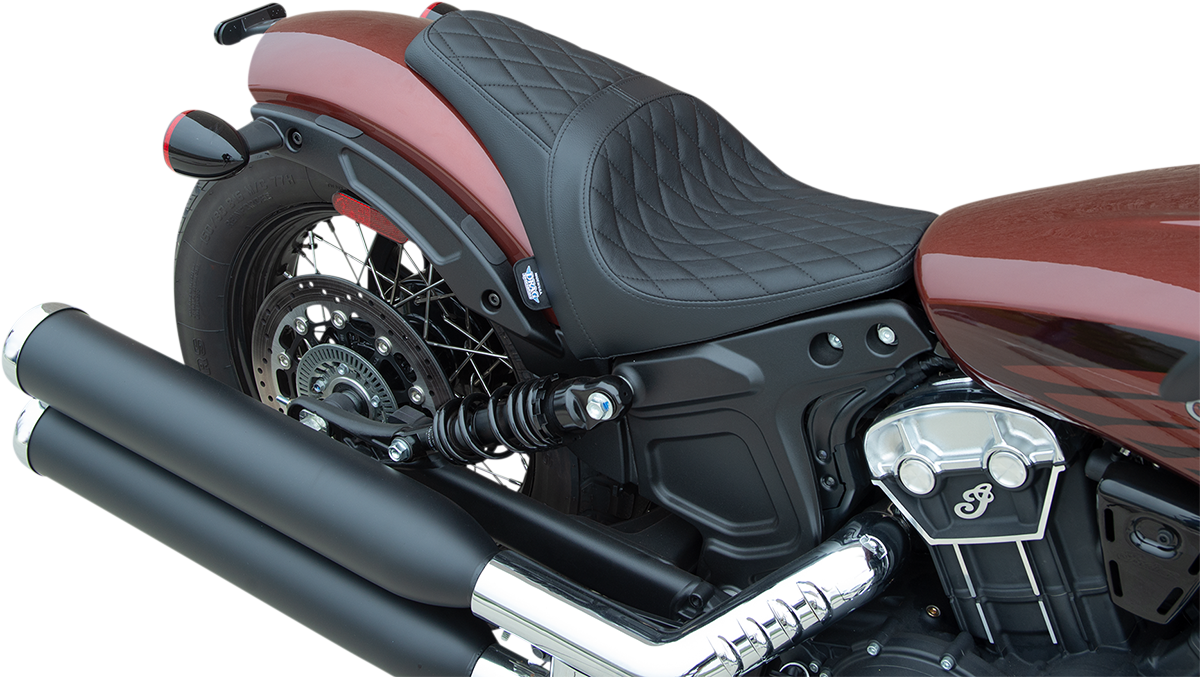 DRAG SPECIALTIES Cafe Style Diamond Black Stitch Vinyl 3/4 Solo Seat - Black - Scout '18-'24