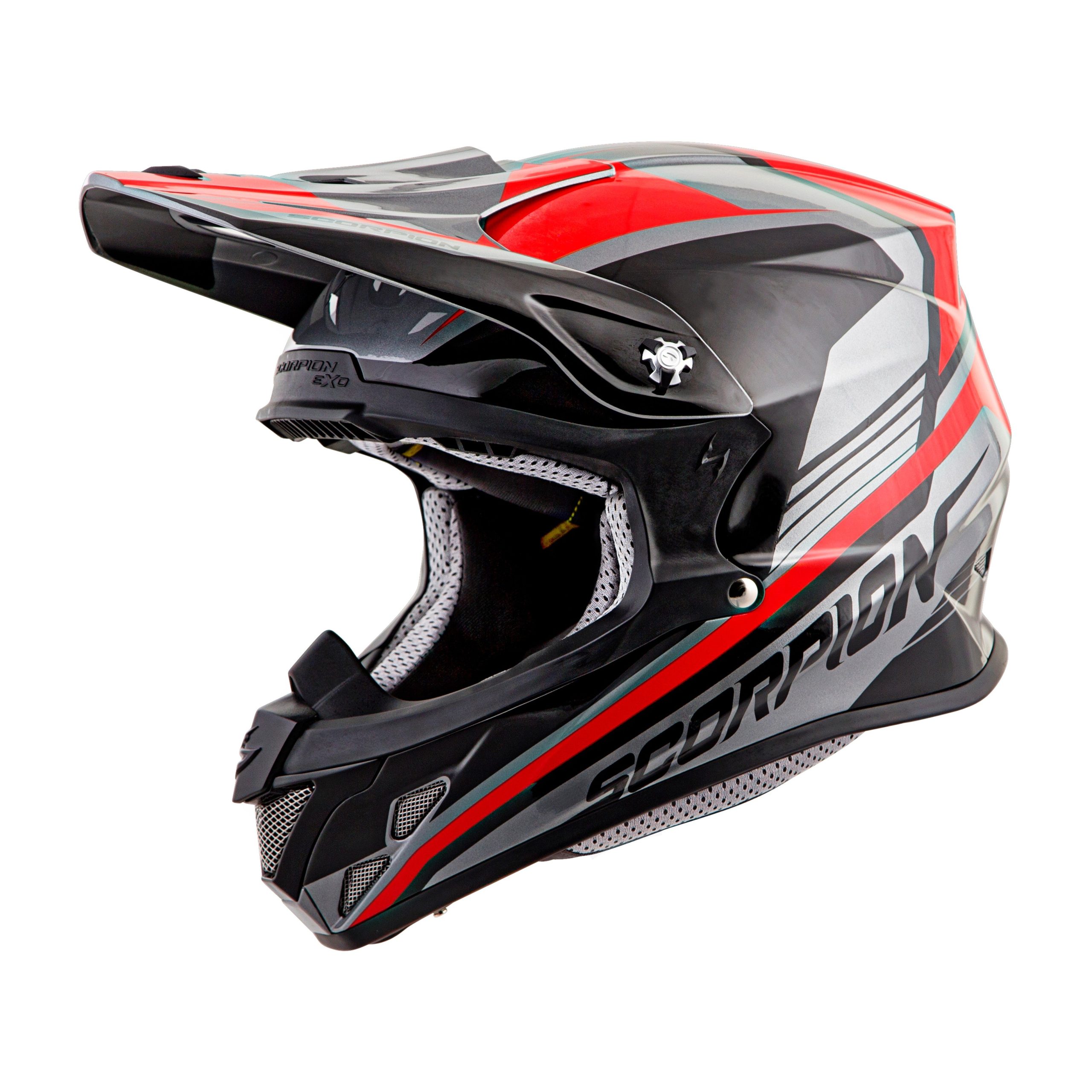 SCORPION EXO VX-R70 OFF-ROAD HELMET ASCEND SILVER/RED MD - 75-1703M