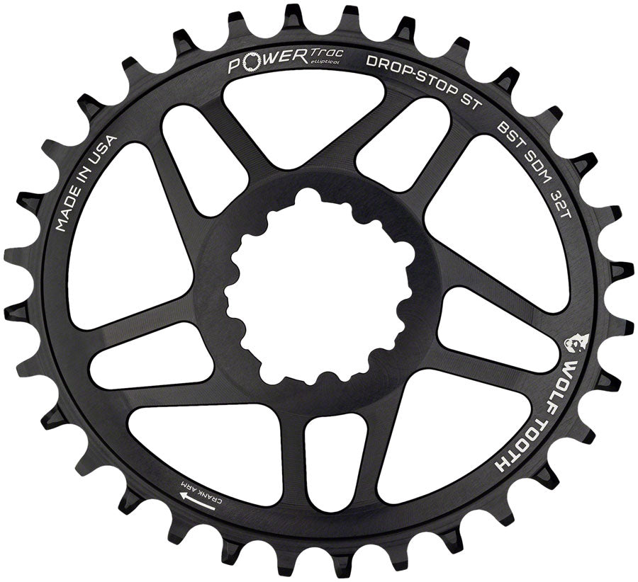 Wolf Tooth Elliptical Direct Mount Chainring - 30t, SRAM 3-Bolt DM, Drop-Stop ST, For SRAM Boost Cranks, Requires HG+ Chain, Black