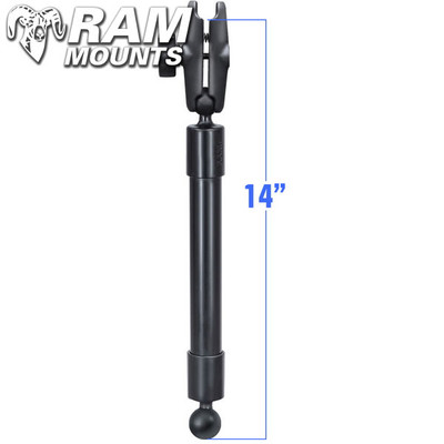 Ram Mounts 14" Long Extension Pole with 1" Diameter Ball Ends, and Double Socket Arm