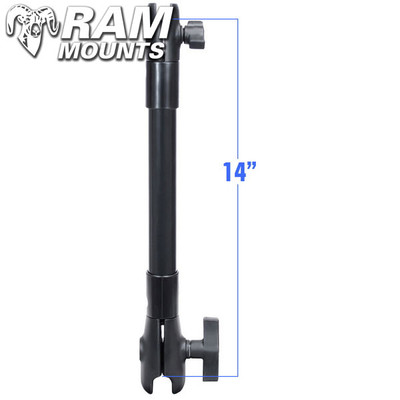 Ram Mounts 14" Long Extension Pole with 1" and 1.5" Single Open Sockets