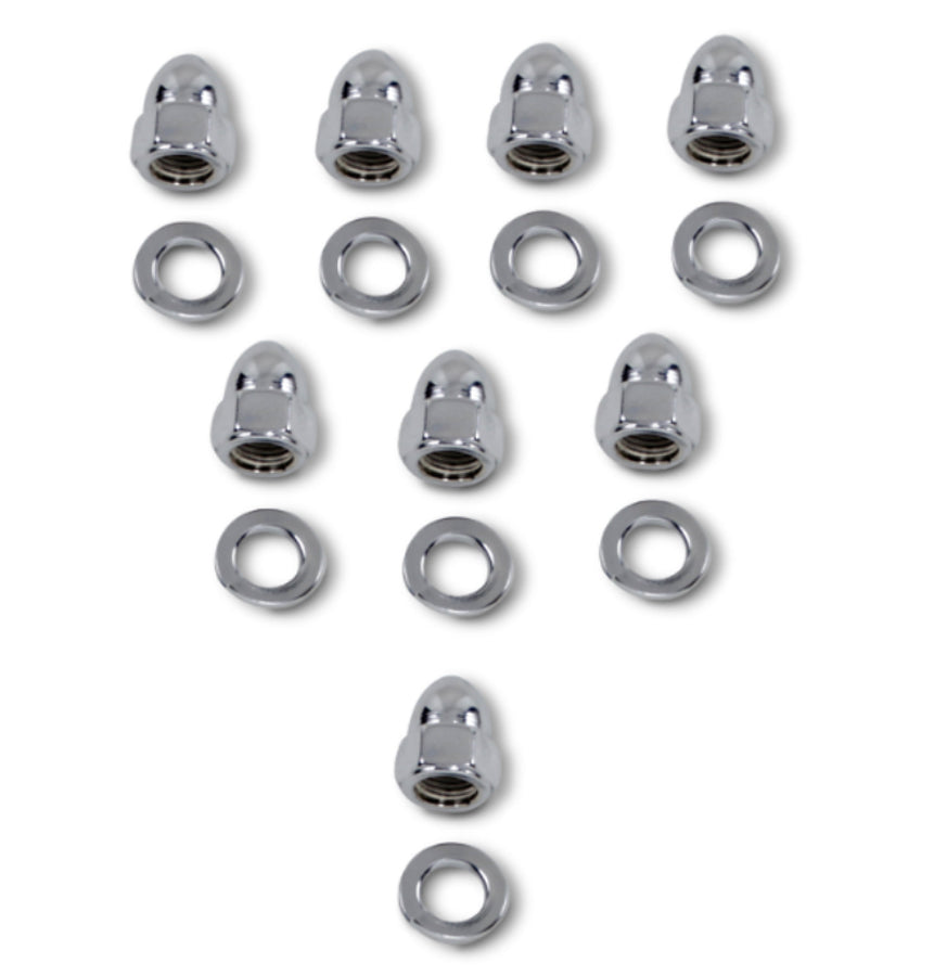 DRAG SPECIALTIES Acorn Nut/Washer Set - Cylinder Base -Chrome