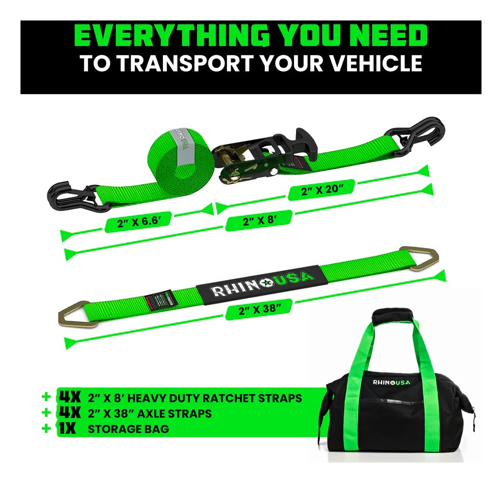 Rhino USA Heavy Duty Vehicle Tie Down Kit